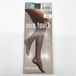 Nice Touch Womens Hosiery Size CD Black Knee Highs Sheer Vintage Y2K‎ Deadstock